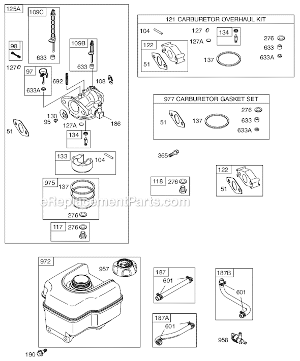Page C Diagram and Parts List for 12A100SERIES 0130-0938 Briggs and Stratton Engine